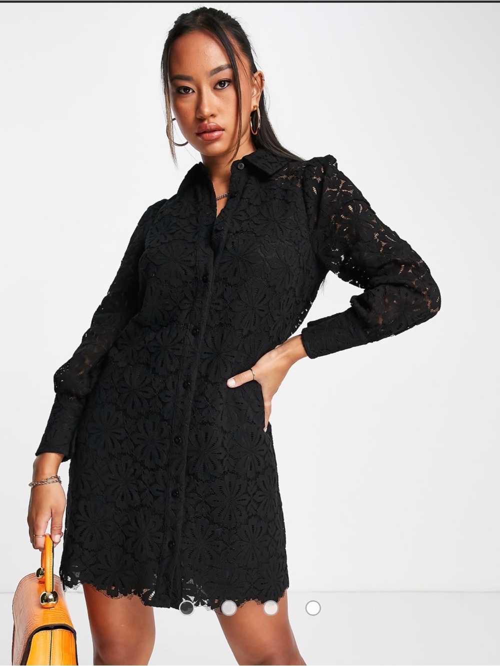 Whistles Black Crochet Lace Shirt Dress UK 18/US 14